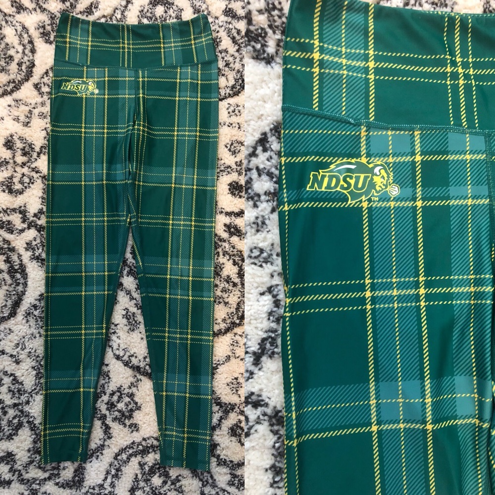 NDSU bison green yellow plaid athletic leggings